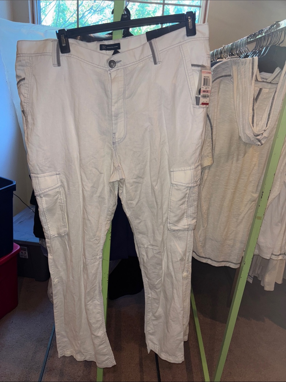 INC International Concepts White Men's Cargo Pants - Utility Pockets